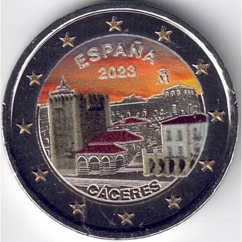 2023. 2 euros España. Caceres color (version 3)