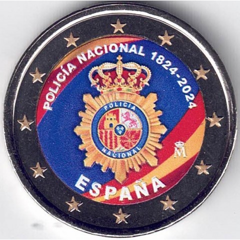 2024. 2 euros España. Policia color modelo 3