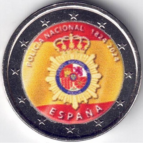 2024. 2 euros España. Policia color modelo 5