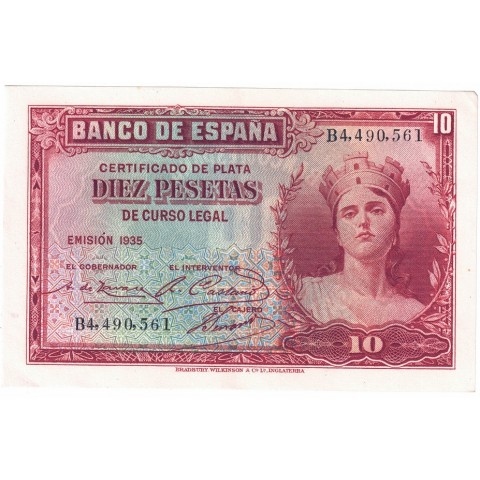 1935. 10 Ptas Certificado plata