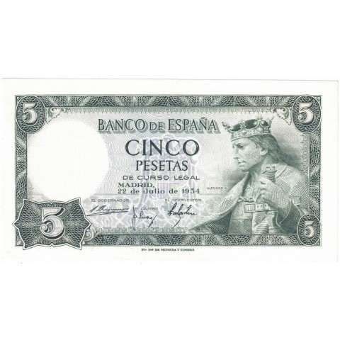 1954. 5 Ptas Alfonso X