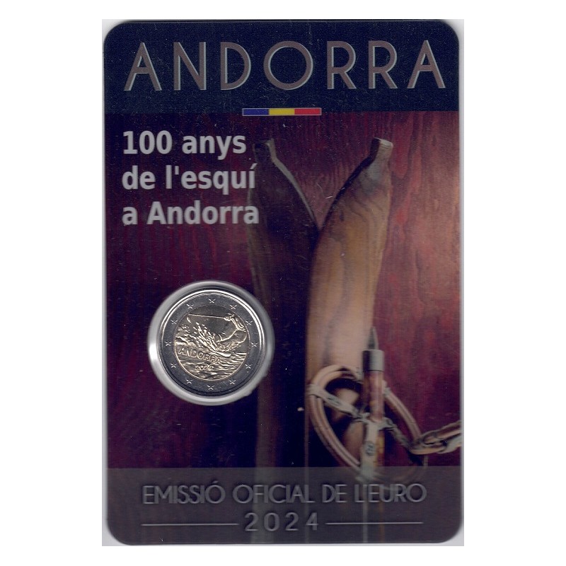 2024. 2 euros Andorra. 100 años Esqui